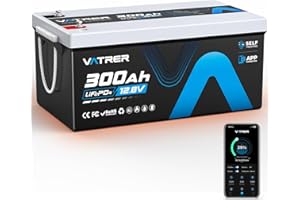 ‎VATRER POWER 12V 300AH Selbsterwärmung LiFePO4 Lithium-Batterie mit 200A BMS, 3840W, -20℃ Ladung, 5000 Tiefzyklus Wiederaufladbare Bluetooth Lithium Akku für Wohnmobil, Notstromversorgung, Solar & Netzunabhängig