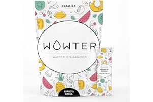 WOWTER by AMZ BETTER, Poudre Pour Aromatiser l’eau, 24 Sachets de Poudre de Saveur Orange Rouge, Sans Calories, Sans OGM, Sans Gluten, Sans Sucre, Made in Italy, 48 g