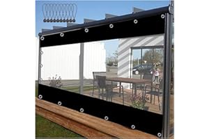 WZYJLyds Rideaux de Bâche Imperméables Extérieurs, Pergola Porche Belvédère Panneaux Latéraux de Bâche Transparente, Bâche Claire Étanche Noir en PVC (Couleur : WxH, Taille : 270x230cm(8.9 * 7.5ft))