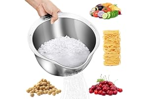 DOPMEP Stainless Steel Rice Washer Strainer Bowl - 4-in-1 Bowl for Quinoa, Fruits, Vegetables, and Beans - Versatile Kitchen Tool