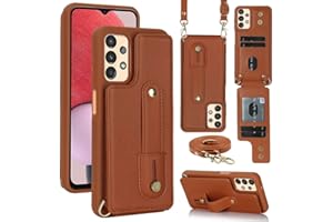 TUUNKMUY Handyhülle für iPhone 15 Pro, Handykette Hülle Premium PU Leder Band Kette Stoßfest Klapphülle Magnet Kartenfach Standfunktion Geldbörse Schutzhülle Wallet für iPhone 15 Pro, braun