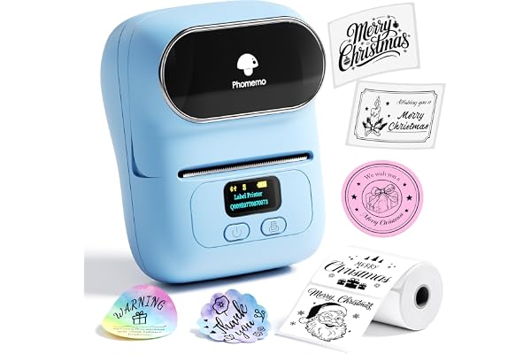 Phomemo Imprimante d'étiquettes Portable M110, imprimante d'étiquettes Thermique pour étiqueteuse d'étiquettes adhésives Bluetooth, pour la Vente au détail, Le Commerce, Le Bureau - Bleu