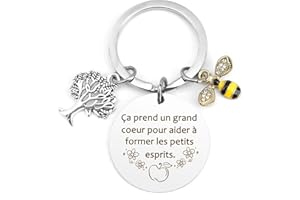 LDYLLICSTYLE Cadeau Maitresse,Merci Maitresse,Cadeau Maitresse D'École Fin D'année,Cadeau Maitresse Noel,Porte Clef Maitresse D'École,Cadeau Départ Retraite Maitresse,Idee Cadeau Maitresse,Merci Maitresse Cadeau