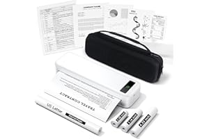 TATTMUSE Stampante Portatile A4 Kit, Stampante Termica Compatibile Connessione Bluetooth e USB, Con Custodia per il Trasporto e 4 Rotoli di Carta Termica, Senza Inchiostro Stampa in Nero e Bianco