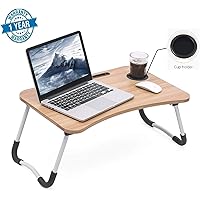 Callas Multipurpose Foldable Laptop Table with Cup Holder, Study Table, Bed Table, Breakfast Table, Foldable and Portable/Ergonomic & Rounded Edges/Non-Slip Legs, CA025B, Brown