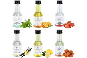 CULPITT SELECT Culpitt Food Flavours | 6 Pack | Vanilla, Strawberry, Orange, Lemon, Caramel, Peppermint, Liquid Flavour For Baking, Cooking, Desserts, Drinks & Cocktails - 228ml