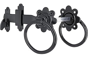IRONTITE® Ring Gate Latch, Heavy Duty Gate Latch for Wooden Gates, Auto Garden Gate Latch Ideal for Keeping Garden Gates and Doors Shut, Opened from Either Side of Gate (Black)
