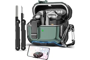 TNSNK Odporne na uderzenia etui ochronne do Samsung Galaxy Buds3 / Buds 3 Pro (2024), z rysikiem czyszczącym i karabińczykiem, [obsługa bezprzewodowego ładowania], kompatybilne z Samsung Galaxy Buds 3