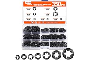 Jeboler 350 Stück Sicherungsscheiben, M3-M12 Klemmscheiben Unterlegscheiben, Innenzahn Schnellverschluss Klemmring Sicherungsring Set 65 Manganstahl Sicherungsscheibe Sortiment Kit - Schwarz