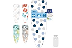 LAUNDRYSpecialist Premium Housse de Table à Repasser Classic 2 Couches - Extra perméable à la Vapeur - Taille S/M Max. 42 x 125cm - Comprend Une Couche de Mousse de 3MM - Ajustement Parfait