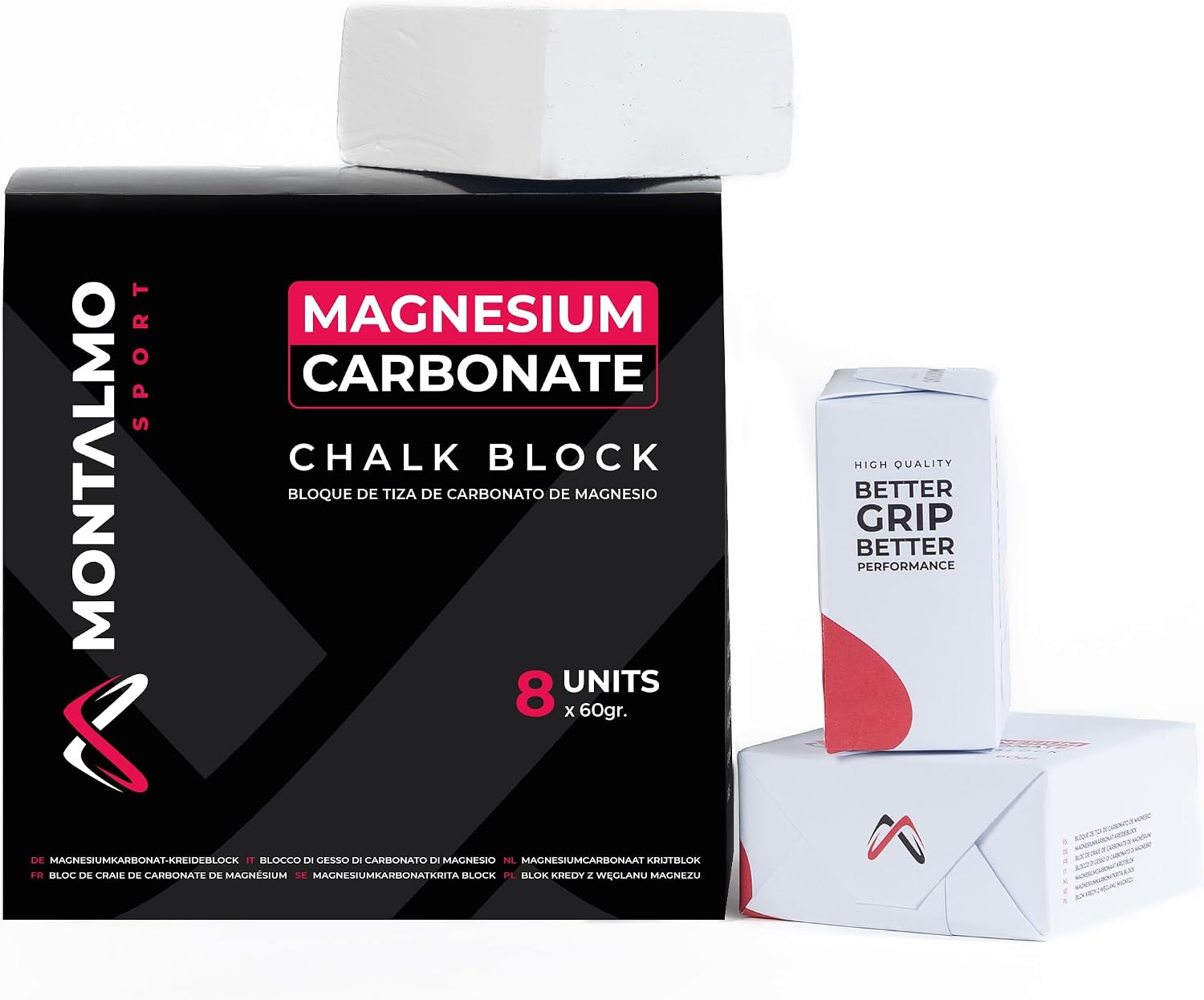 MONTALMO Bloques de Magnesio para Escalada, Crossfit, Calistenia, Halterofilia, Pole Dance, Kettlebell, Fitness, Entrenamiento Deportivo | Chalk Block | Tiza de Magnezia para Manos