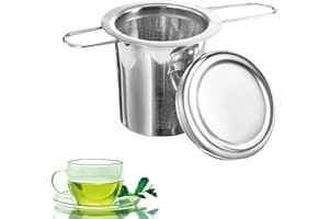 BODIIWULIU 1 pz Filtro per tè con foro fine in acciaio inossidabile con design pieghevole,Infusore per tè con coperchio universale per teiera, tazza, bottiglia, vetro