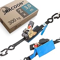 Cinghie Di Fissaggio Automatico Valonic RACOON | 2 Pezzi Da 1,8m | Portata 300-600kg | Per Moto E Barche