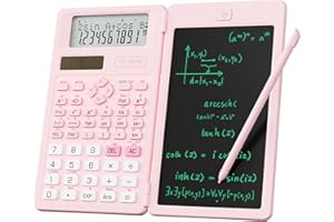 NEWYES Calculatrice Scientifique pour étudiants, 82 MS Calculatrice Scientifique Pliable avec Bloc-Notes pour Fournitures Scolaires de collège et lycée, Rose