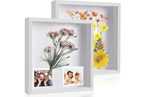 MUUKAIII 2er 3D Bilderrahmen 25 x 25 cm - 3D Objektrahmen Tiefer 3cm - 3D Bilderrahmen zum Befüllen - Objektrahmen Shadow Box - 3D Rahmen für Objekte,Blumen,Hochzeitsstrauß oder Erinnerungsstücke