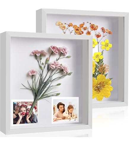 Cadre Photo 3D Profond 25x25 Cm Blanc - Cadre Objet à Remplir Avec Plaque Acrylique Transparente