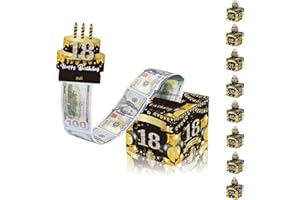 MIENOCOL Geldgeschenke Geburtstag Überraschungsbox für Junge Mädchen 18 Geburtstag Surprise Box,Schwarz Gold DIY Geburtstag Geschenkverpackung Geldgeschenke Verpackung,Geldgeschenk Happy Birthday Tortendeko