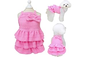 WIZ BBQT Katzenkleid nur für Katzen, rosa Hundekleider für kleine Hunde und Mädchen mit Rüschen, Schleifen-Dekor, niedliche Sommerkleidung, ärmellos, für kleine Hunde, gestufte Schicht-Kuchenkleid, Chihuahua,