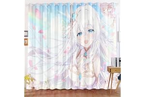 KIDSLOVE Anime Verdunkelungsvorhänge Anime Mädchen Blickdicht Vorhänge Cartoon Manga Japanisch Verdunkelungsvorhang Für Schlafzimmer Kinderzimmer (2,183x160cm(BxH)/ 91.5x160cmx2)