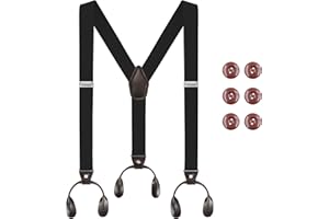 Beaface Men's Braces Button End, Button Braces for Men Trousers Heavy Duty, Men Braces for Trousers with Buttons 1.4" Wide Adjustable Elastic Y Shape