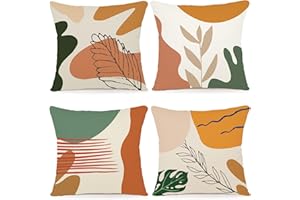 ZWJD Lot de 4 Housses de Coussins 40x40 Motif Géométrique Housses de Coussin Décoratives en Coton Lin Taie Oreiller de Canapé Housse De Coussincarré pour Lit Voiture De La Maison Canapé 40x40