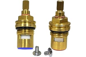 SEAWHISPER Replacement Brass Ceramic Disc Tap Insert Gland Cartridge Quarter Turn BSP 1/2" x 20 Teeth x 53mm