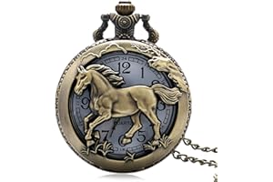 Designer Inspirations Boutique ® Horse/Pony/Equine Themed 3D Unisex Quartz Pocket Watch Necklace - On 32" Inch / 80cm Chain