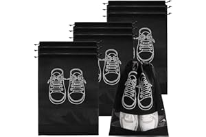 WOOKIT Sac à Chaussures de Voyage, Ensemble de Sacs à Chaussures en Molleton imperméable et Anti-poussière, avec fenêtre Transparente et Cordon de Serrage (17x12) -10PCS-Noir