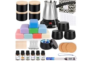 TRULLOYOO Candle Making Kits for Adults Beginners, Electric Wax Melter 480g Colored Soy Wax for Candle Making, Candle Making Supplies Includes Tins, Fragrance Oils, Candle Wicks, Stickers, Anti-Scald Mats
