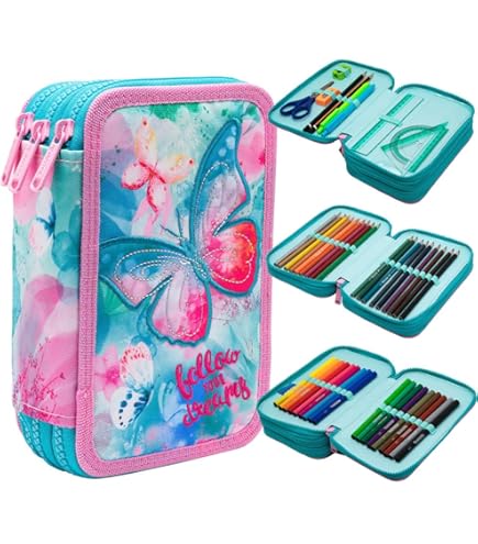 CoolPack XXL Pencil Case 3-Compartments Triple Boys Ombre Gradient Grass 44-Piece Filled Student Case 3-Animal, Green - View #10