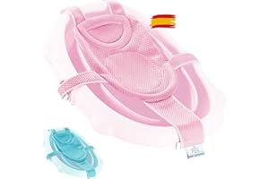 Baby Wonders® Asiento Bañera Bebe de Tela, Hamaca Bañera Bebe, Cojin Bañera Bebe, Malla Bañera Bebe, Antideslizante Bañera Bebe, Red Bañera Bebé, Cojin Bañera Bebe Recien Nacido (Rosa)