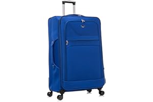 Aerostar Extra Large 32” Lightweight Softshell Expandable Suitcase, Integrated Combination Lock, 4 Wheels Check in Luggage for 30kg (Royal Blue, 162 litres)