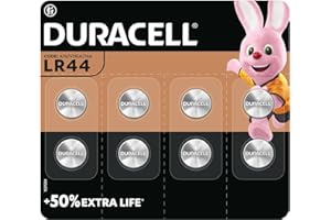 DURACELL LR44 (8 Pack) Specialty Alkaline Battery 1.5V (A76)– +50% EXTRA LIFE– For Thermometers, Flashlights, Watches, Security Systems & Medical Devices – 5–Year Storage Guarantee - Leak Prevention
