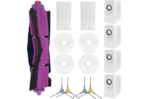 Odashen Juego de 15 accesorios de repuesto para aspiradora EUREKA J12 Ultra, 1 cepillo principal, 4 cepillos laterales, 2 filtros, 4 almohadillas de fregona, 4 bolsas de polvo