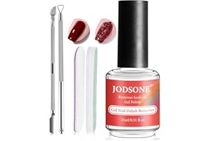 JODSONE 15ML Remover Semipermanente Unghie – non necessario ammollo o avvolgere – per una rimozione rapida e semplice a casa con spingicuticole e lima per unghie.