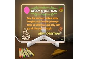 Eucomir Tableau Lumineux Message LED 20 x 20 cm, Acrylique Tableau D'affichage LED avec Support Réglable et 7 Stylos,Disponible sous Forme de Bloc-Notes, Tableau D'écriture, Tableau Dessin Led