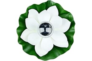 Lychee Luci Galleggianti Solari Esterno, RGB Lotus Flower Wishing Pond Light,IP65 LED Floating Light Impermeabile per Esterne, Giardino, Piscina, Stagno (Bianca)