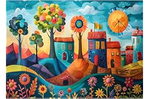 HUADADA Jigsaw Puzzles for Adults 1000 Pieces- Colorful Village 1000 Piece Jigsaw Puzzles for Adults