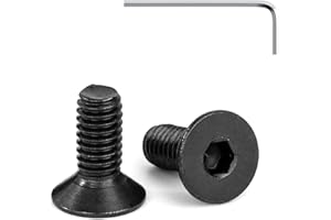 Tunejoy Viti a Testa Svasata M4 x 10 mm Nero Vite a Brugola Bulloni in Acciaio Inox A2 V2A Viti a Testa Piatta Norma DIN 7991 con Chiavi a Esagono Filettatura Completa 20 pezzi
