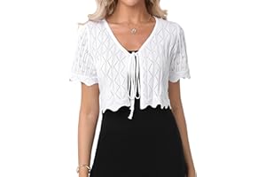 Gyabnw Damen Bolero Elegante Boleros Strickjacke Kurzarm Cardigan Aushol Festlicher Bolerojacke Schnüren Sommer