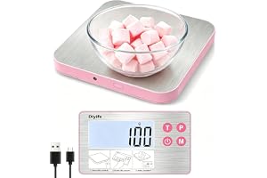Diyife Ny 304 köksvåg i rostfritt stål med delad design, 15 kg bärkraft, bakgrundsbelyst LCD-skärm, USB-laddning och batterid