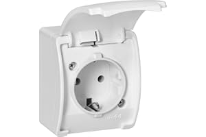 Miratic Gniazdko Zewnętrzne Gniazdko IP44 Wysokiej jakości Gniazdko Elektryczne Zewnętrzne Wodoodporne i pyłoszczelne Idealne do użytku zewnętrznego i wewnętrznego (Białe)