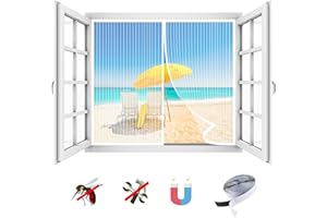 LRHRHR Zanzariera Magnetica Finestra, Traspirante Tenda Zanzariera Magnetica Chiusura Automatica, Facile da Installare, Per Balcone Porta Finestra- White-A|| Width90xHeight90cm