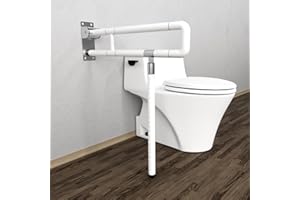 Tubiaz Maniglia di supporto da parete per WC, maniglia pieghevole per doccia, supporto per WC, maniglia di sicurezza antiscivolo, per anziani, disabili, fino a 200 kg, colore bianco