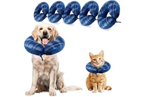 panemy Aufblasbare Halskrause Hund & Halskrause Katze, Halskrause Hund mit Verstellbarem Klettverschluss, Hunde Halskrause für Operationen oder Wundheilung, Anti-Beißen, Anti-Lecken (Blau B, L)