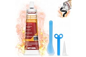 WEILAOK Hochtemperaturkleber, backofen Hitzebeständiger Kleber, Hochtemperatur Silikon, Kleber hitzebeständig für die Hochtemperaturabdichtung Verschiedener Arten von Kaminen, Öfen, 100 ml, Schwarz