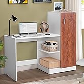 ABOUT SPACE Wooden Study Table with Hutch & Bottom Storage - Office ...