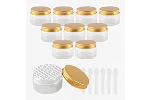 PQPAUTY 12 Pieza Transparente Tarro de Cosmética de Plástico 150g Envases Cosmética Plástico 150 ml con Tapa Oro Botella de Crema Tanque para Productos Cosméticos Ungüento