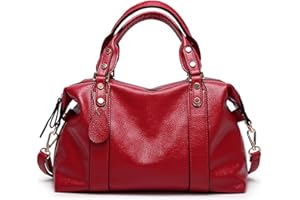 PORRASSO Élégant Sac à Main Sac D'épaule Femme Sac à Bandoulière Imperméable Sac de Messager en Cuir PU Travail Voyage Datation Sac Boston Rouge