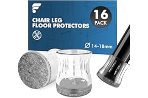 shinfly 16pcs Chair Leg Floor Protectors for 14–18mm, Clear Silicone Chair Leg Caps with Felt Pads, Floor Protectors for Furniture Legs, Anti-Scratch & Noise Reduction